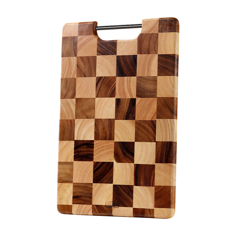 LC LIVING MP175S棋盘格长方菜板带提手小号40x26x2cm(30年树龄/金属提手）（单位：个） 原木色