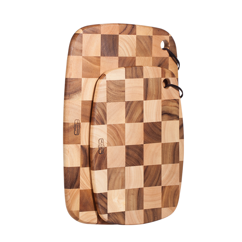 LC LIVING MP198S棋盘格挂式椭圆菜板小号32x22x1.5cm(30年树龄/皮绳提手）（单位：个） 原木色