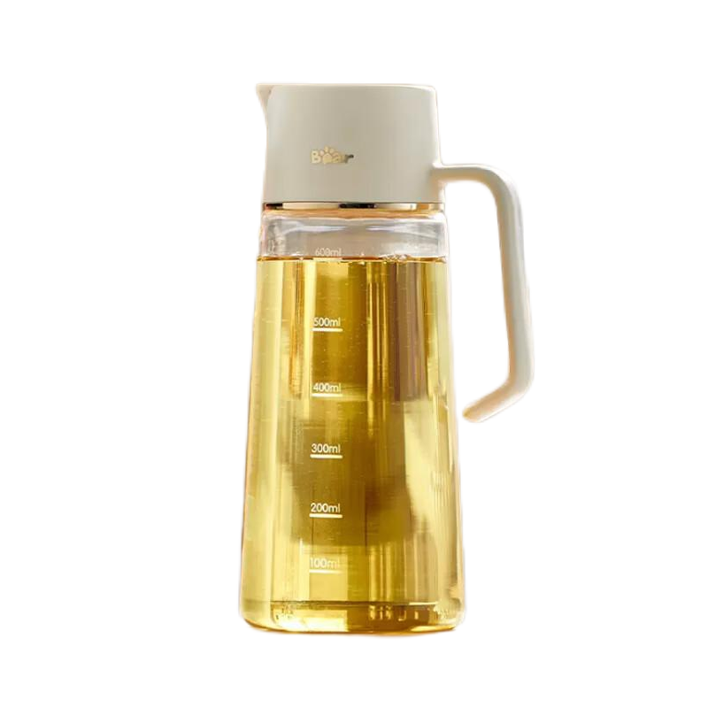 小熊伊万（BEAREWAN）油壶 抗菌玻璃油瓶600ml 自动开合不挂油CX-W0058（单位：个） 米白色