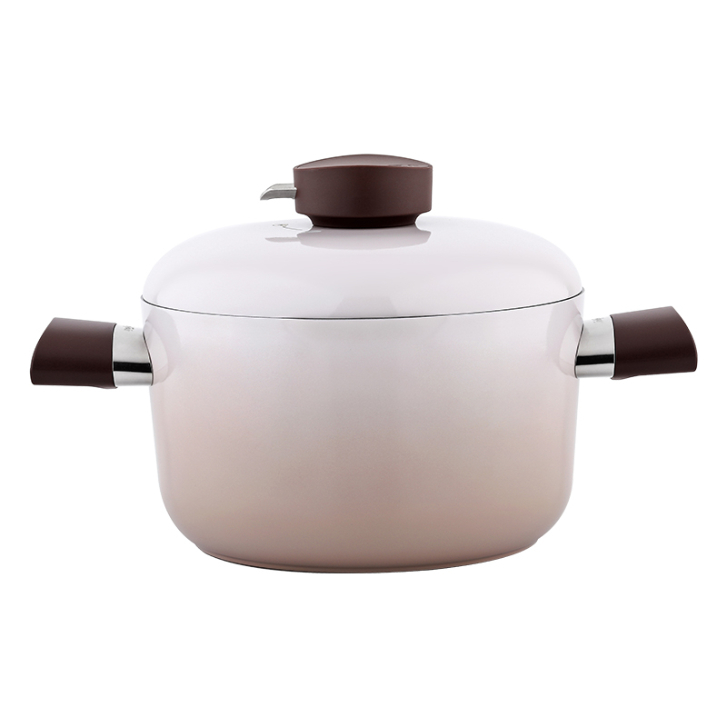 灵菲尔FRPC-TQ20 淘气锅20cm汤锅不粘锅小型双耳炖煮锅加厚铝锅（单位：个） 淘气棕