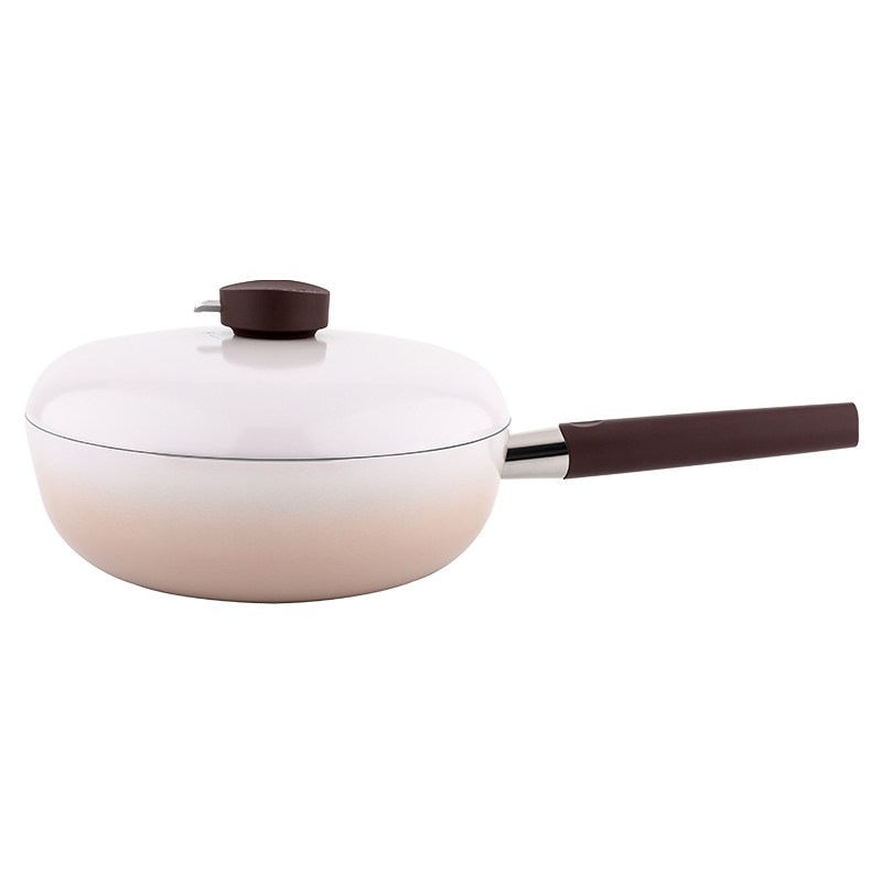 灵菲尔FRPC-TQ28 淘气锅28cm炒锅不粘锅家用平底锅燃气电磁炉专用（单位：个） 淘气棕