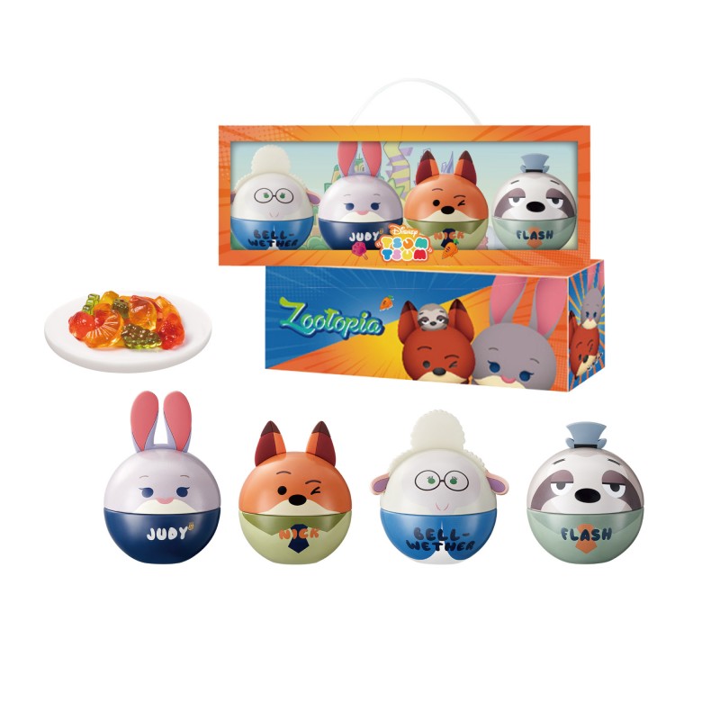 迪士尼（Disney）疯狂动物城维生素C果味软糖-欢乐集结（4罐装） 240g单位：盒 炫橙色