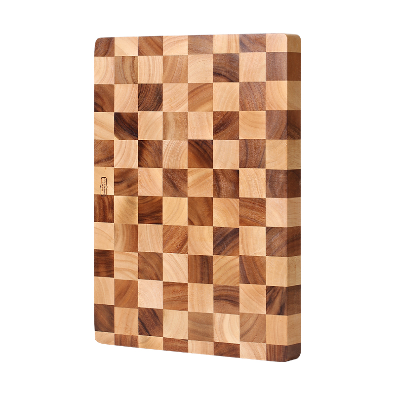 LC LIVING MP4083棋盘格长方菜板小号(50年树龄/脚垫）40x28.5x4cm (含脚垫5cm)（单位：个） 原木色