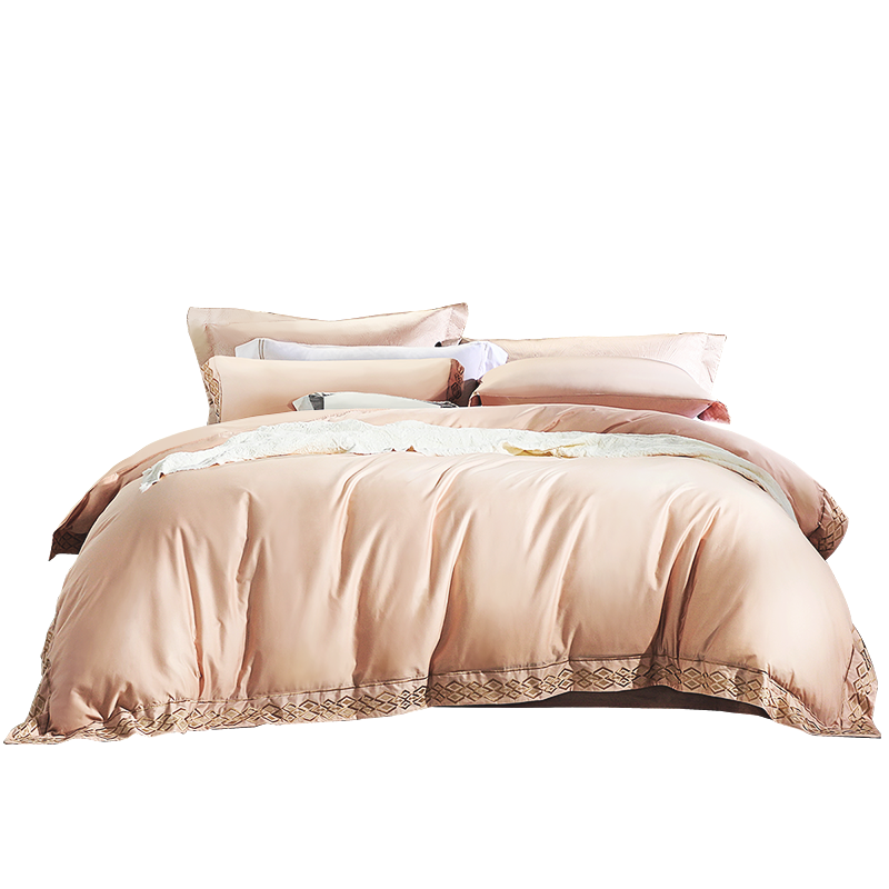 富安娜家纺 80s长绒棉全棉贡缎四件套纯棉双人加大床品套件/ 斯洛文骑士 230*229cm（单位：套） 浅咖色 230*229cm