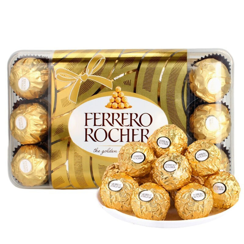 意大利原装进口 费列罗FERRERO Rocher榛果威化糖果巧克力礼盒30粒375g 单位：盒 拿铁色