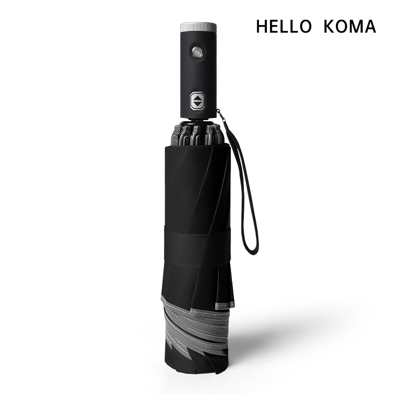 HELLO KOMA全自动雨伞反向折叠商务雨伞10折伞YS2022（单位：把） 黑色