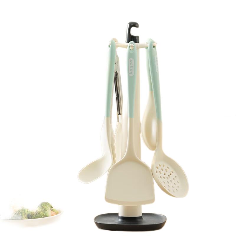 拜格（BAYCO） BC5573 硅胶厨具套装6件套（含架子共6件套）（单位：套） 奶白绿