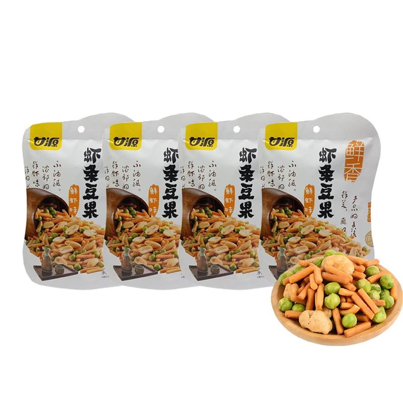 甘源 味虾条豆果 75g*4 零食组合 拿铁色（单位：袋）