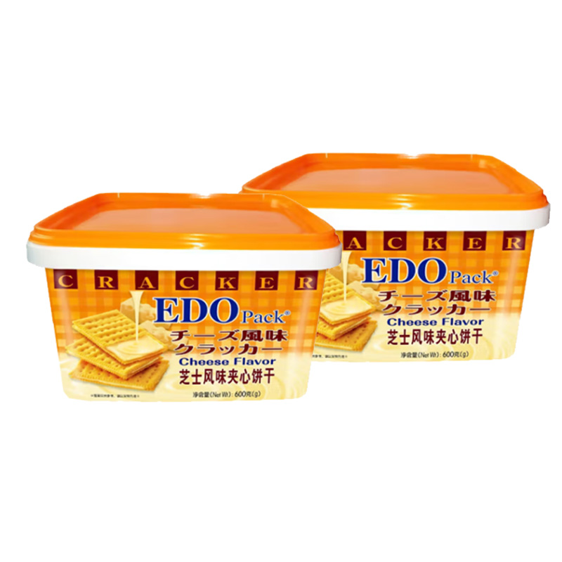 EDO PACK 芝士风味夹心苏打饼干600g*2盒 拿铁色