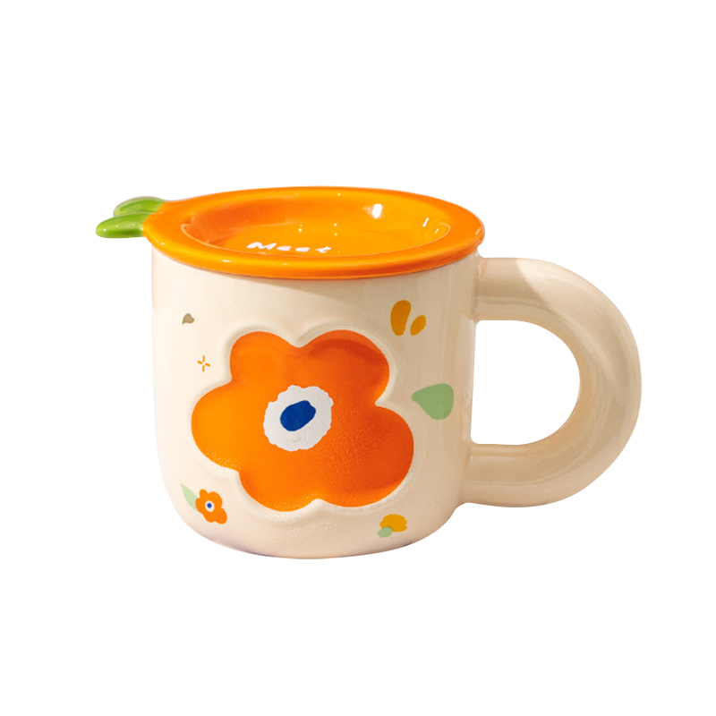 上亨（shangheng） SHZH-MKB02 橙花320ml 情侣高颜值水杯陶瓷杯 橙色（单位：个）