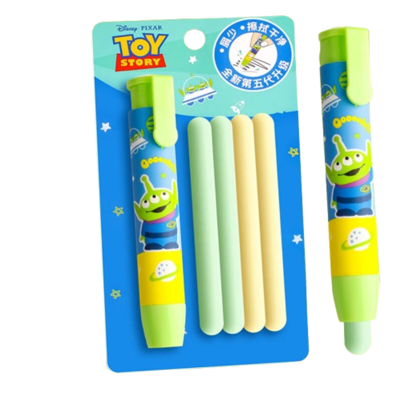 迪士尼（Disney）按动橡皮擦可爱卡通1主体+4支替换芯  套 绿色 三眼仔 A72008-T2S