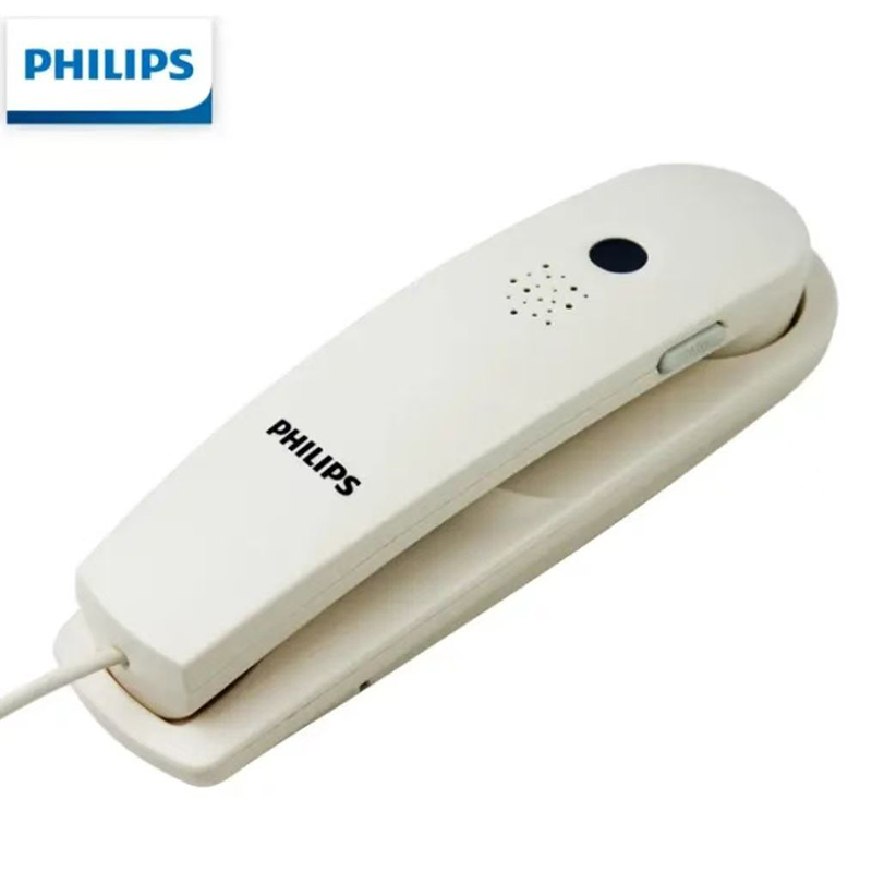 飞利浦(PHILIPS）电话机座机 固定电话 办公家用 壁挂机 桌壁两用 免电池 一键拨号TD2801：台 象牙色