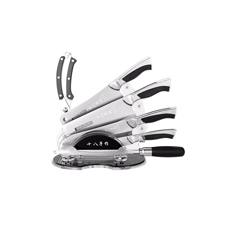 十八子作 刀具套装 高品质三层复合钢厨房刀具阳江十八子菜刀套装G2001金帆七件套(6庄）7件1套装 浅灰色