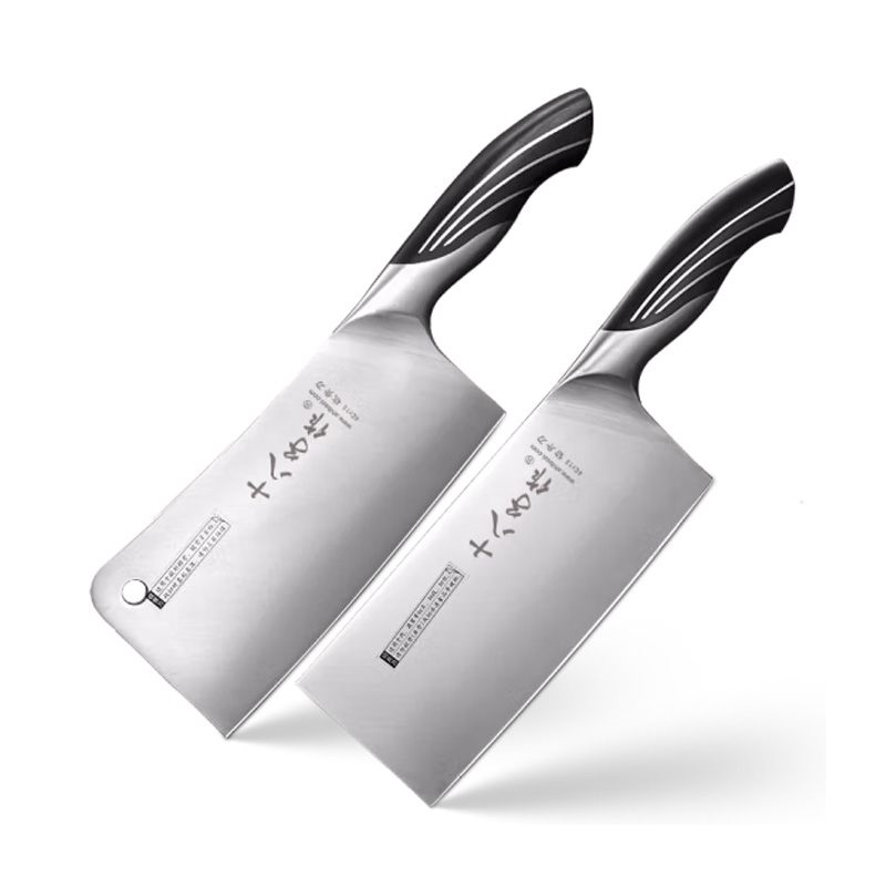 十八子作 切菜刀套装厨房刀具套装切片刀SL1210-A/B雀开屏双刀组合（24庄）2件1套装 浅灰色