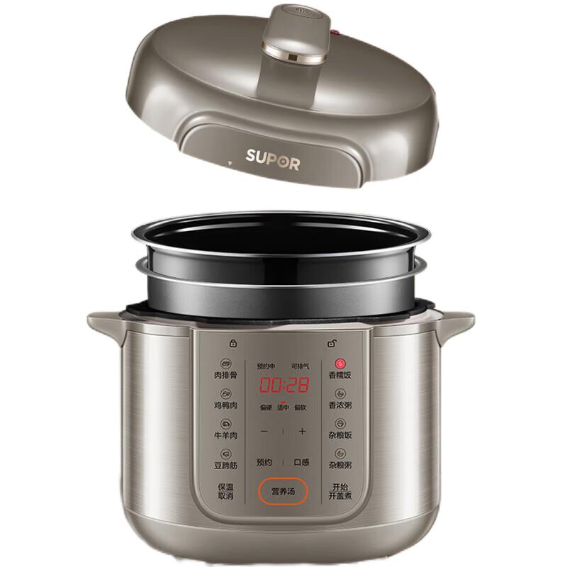 苏泊尔（SUPOR）大容量6L全自动智能预约双内胆压力锅 SY-60YC16(单位：台） 香槟金