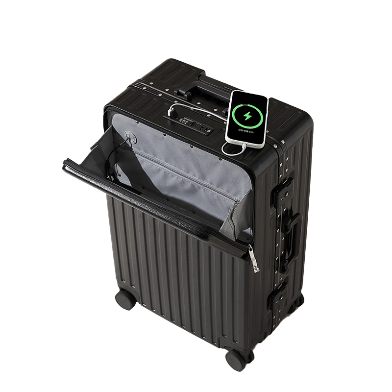 DULA 2070 商务前开口系列 铝框行李箱 20寸 耀夜黑（单位：个）