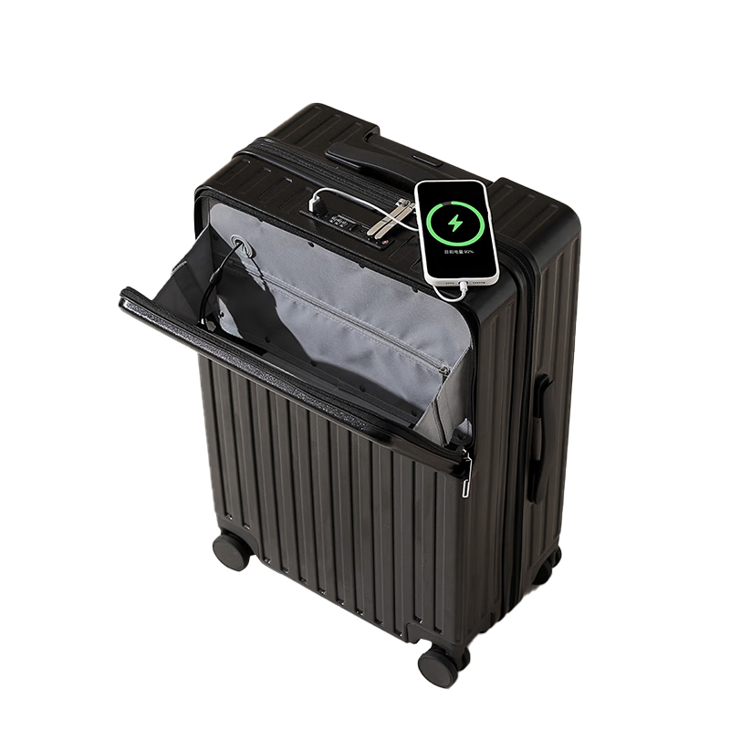 DULA 2071 商务前开口系列 拉链款行李箱 20寸 耀夜黑（单位：个）