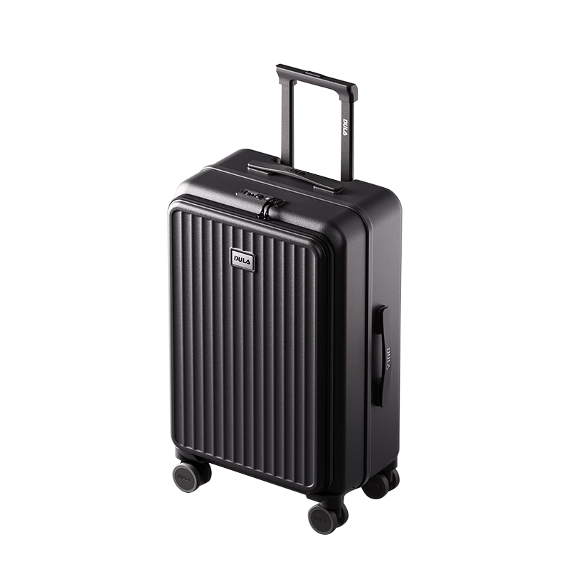 DULA D3010 大深仓侧开口系列 拉链款行李箱 24寸 耀夜黑（单位：个）