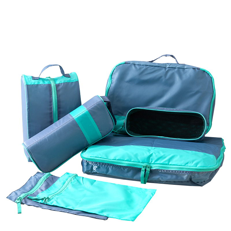 哲计 Z-DF07103A 七件套 菱形格旅行收纳 天蓝色（单位：套）