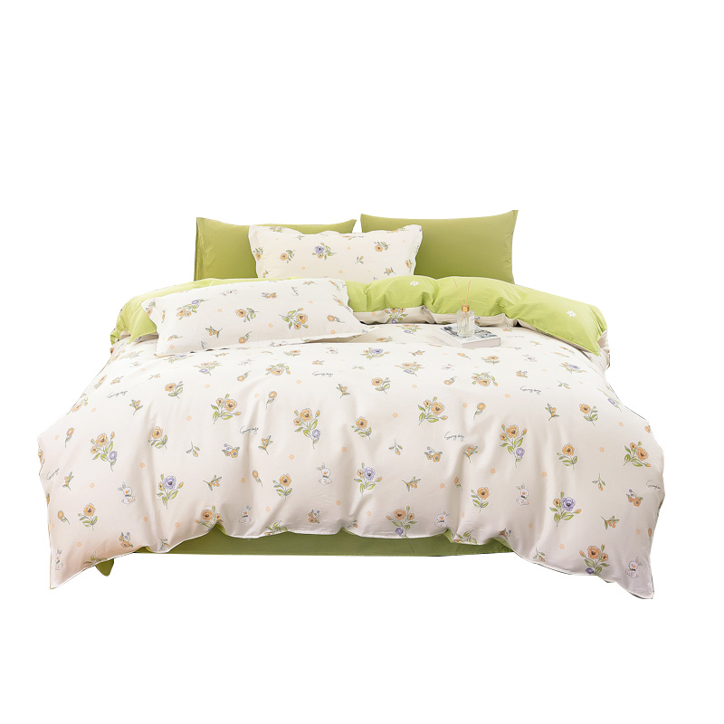 生活元素(shenghuoyuansu) 花小兔全棉四件套SY-238C被套：200*230cm 绿色