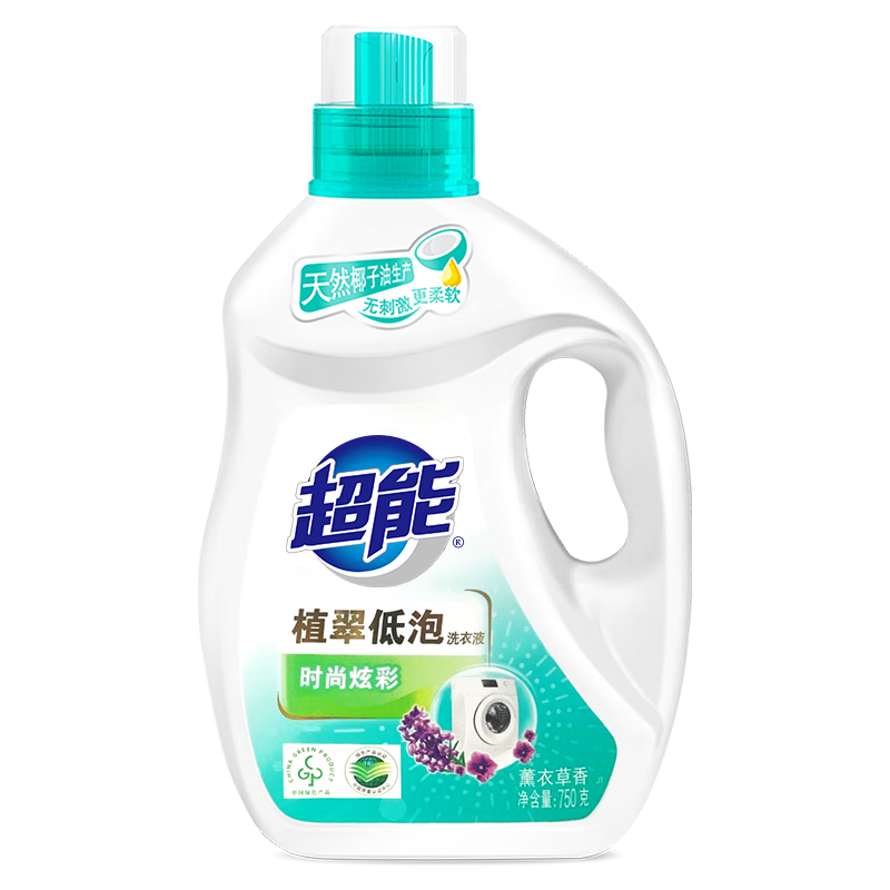 超能 低泡 750g 易漂洗衣液天然椰油 本白色（单位：瓶）