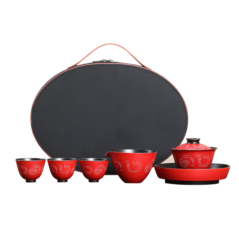 MULTIPOTENT HY09-03 5头 整套茶具手拉柸红釉 红色（单位：套）