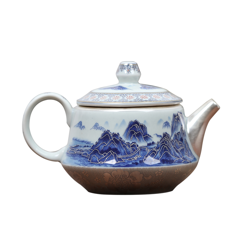 MULTIPOTENT JTT09-02 220ml  茶壶鎏银千里江山 蓝色（单位：套）