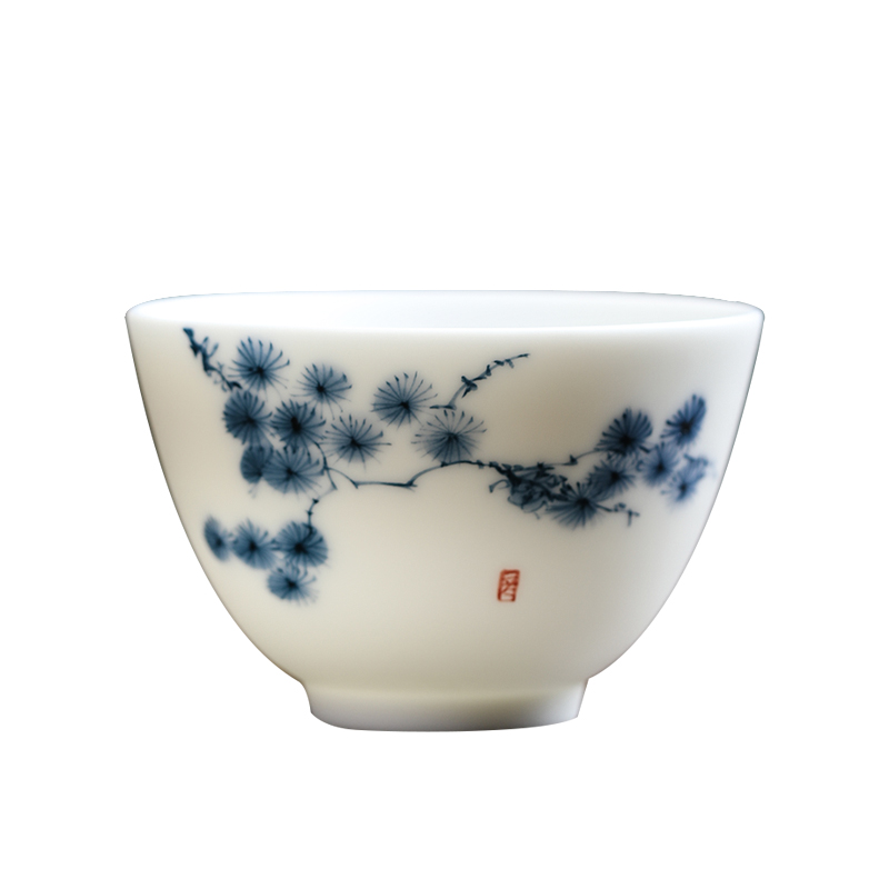 MULTIPOTENT YQ-YQ-CB-202201-07 115ml 茶杯手绘陶瓷青松花草 白色（单位：个）