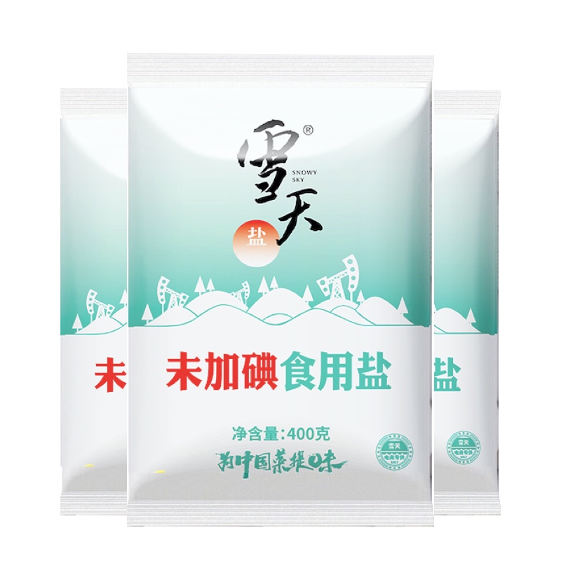 雪天盐业未加碘食用盐400g*3包（单位: 组） 绿色