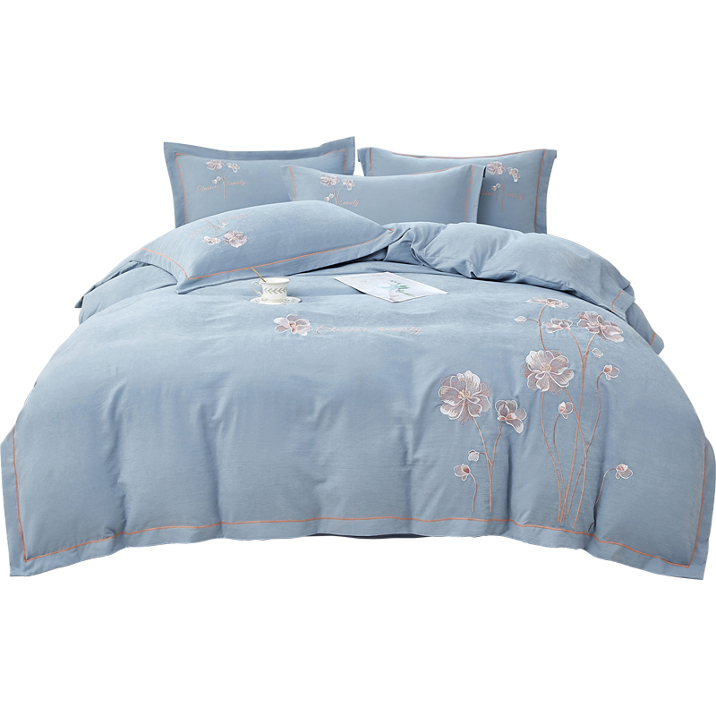 唐纳家纺 新国奥绒四件套-艾薇TN-KT24043 被  套:200*230CM 床  单:245*250CM 枕  套:48*74CM*2 浅蓝色