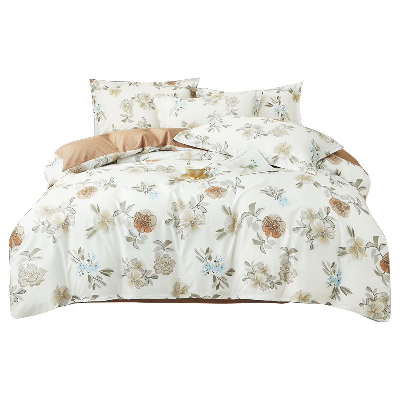 唐纳家纺 生态棉四件套-富贵TN-KT24037 被  套:200*230CM 床  单:230*230CM 枕  套:48*74CM*2 白色