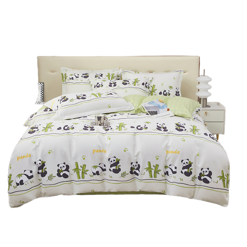 唐纳家纺生态暖绒四件套-国宝翠竹TN-KT24039被  套:200*230CM 床  单:230*250CM 枕  套:48*74CM*2 白色