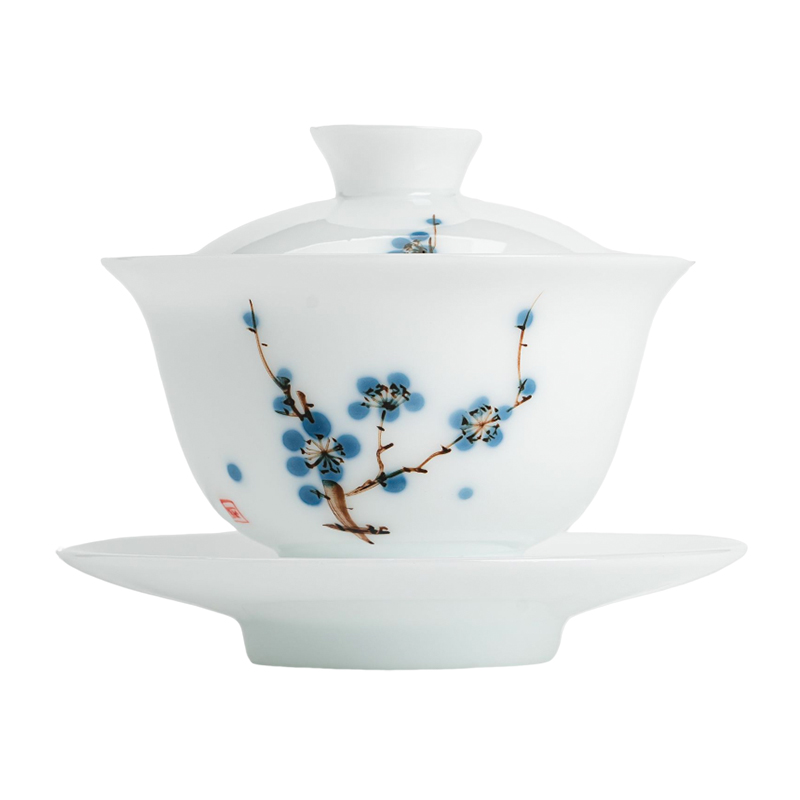 MULTIPOTENT JHY08-06 160ml 手绘梅花三才盖碗 白色（单位：套）