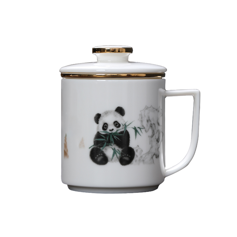 MULTIPOTENT YXHZ12-02 400ml 描金熊猫办公杯 白色（单位：套）
