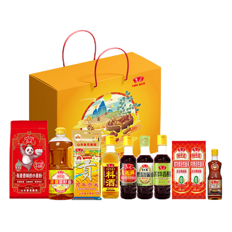 鲁花 吉庆有余E 6.5kg 粮油米面礼盒 红色（单位：盒）