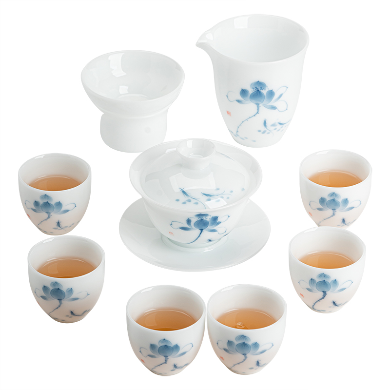 MULTIPOTENT JHY08-10 9头 手绘釉下彩冰种白瓷 白色（单位：套）