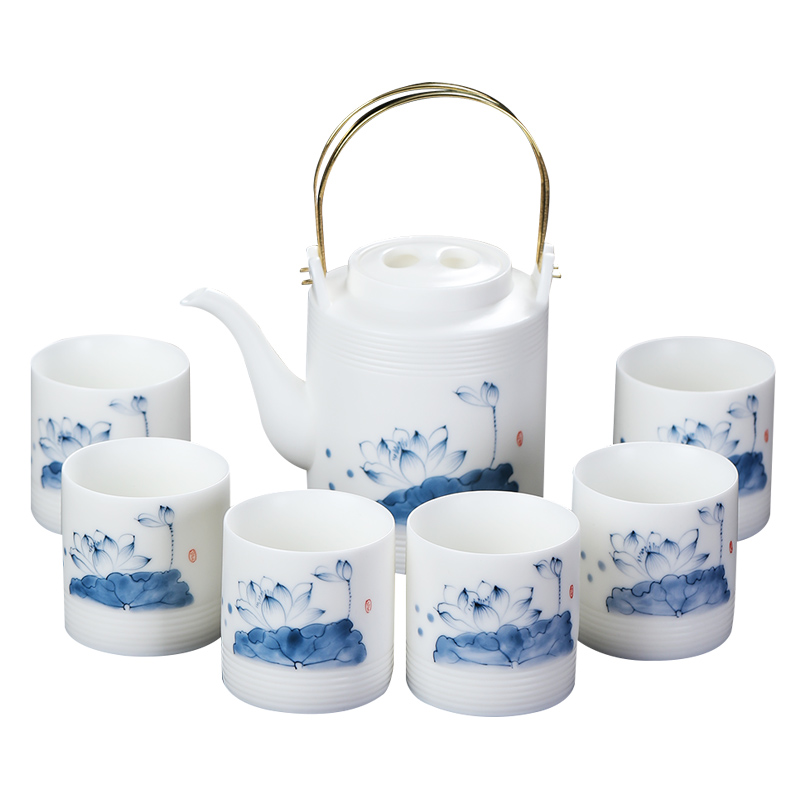 MULTIPOTENT YQ-YQ-ZTCJ-202201-09 7头 整套茶具国潮荷花 白色（单位：套）