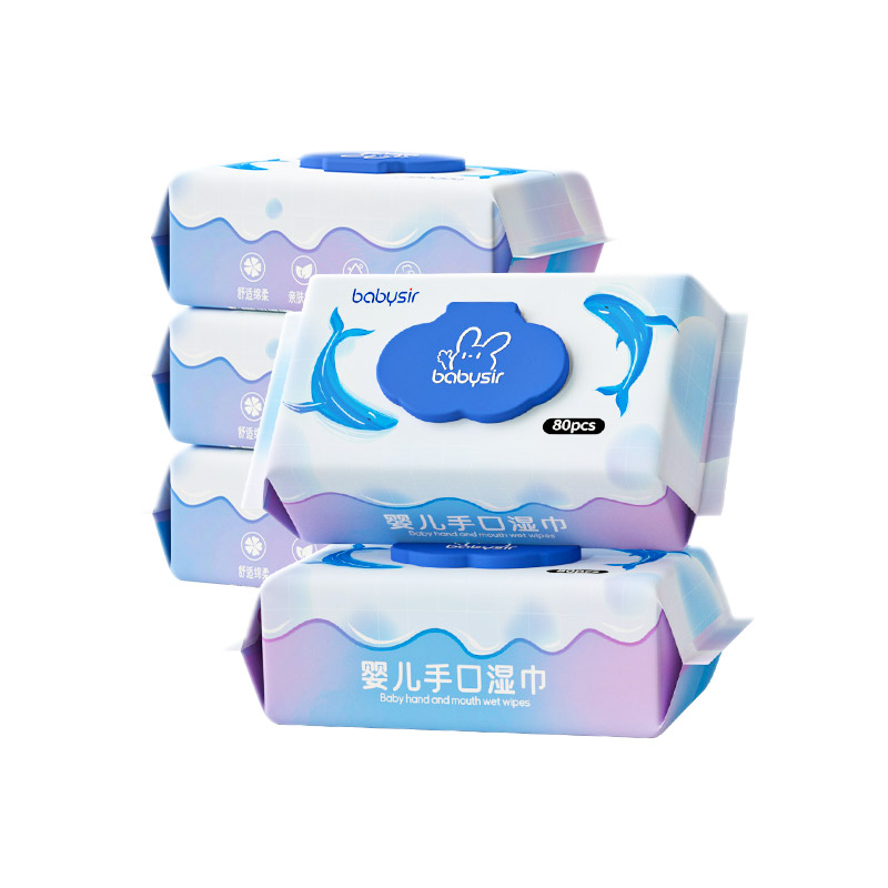 Babysir婴儿手口湿巾80抽/包*5包（单位：包） 蓝色