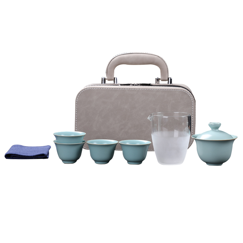 MULTIPOTENT YQ-YXHZ-ZTCJ-202201-06 6头 汝窑开片可养旅行茶具 水蓝色（单位：套）