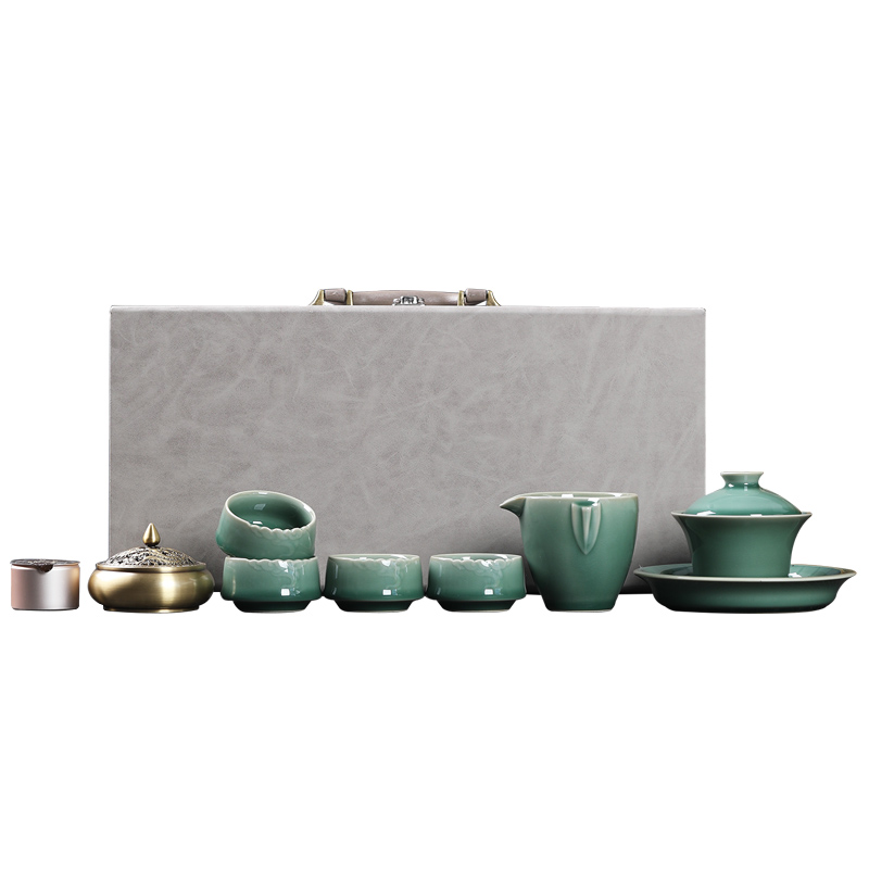 MULTIPOTENT YQ-FLL-ZTCJ-202201-08 8头  整套茶具龙泉釉 松石绿（单位：套）