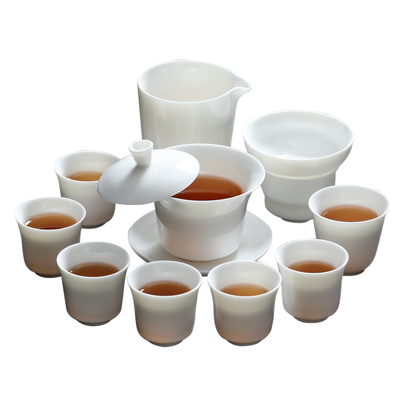 MULTIPOTENT 悬停盖碗泡茶组 10头 白瓷整套茶具 白色（单位：套）