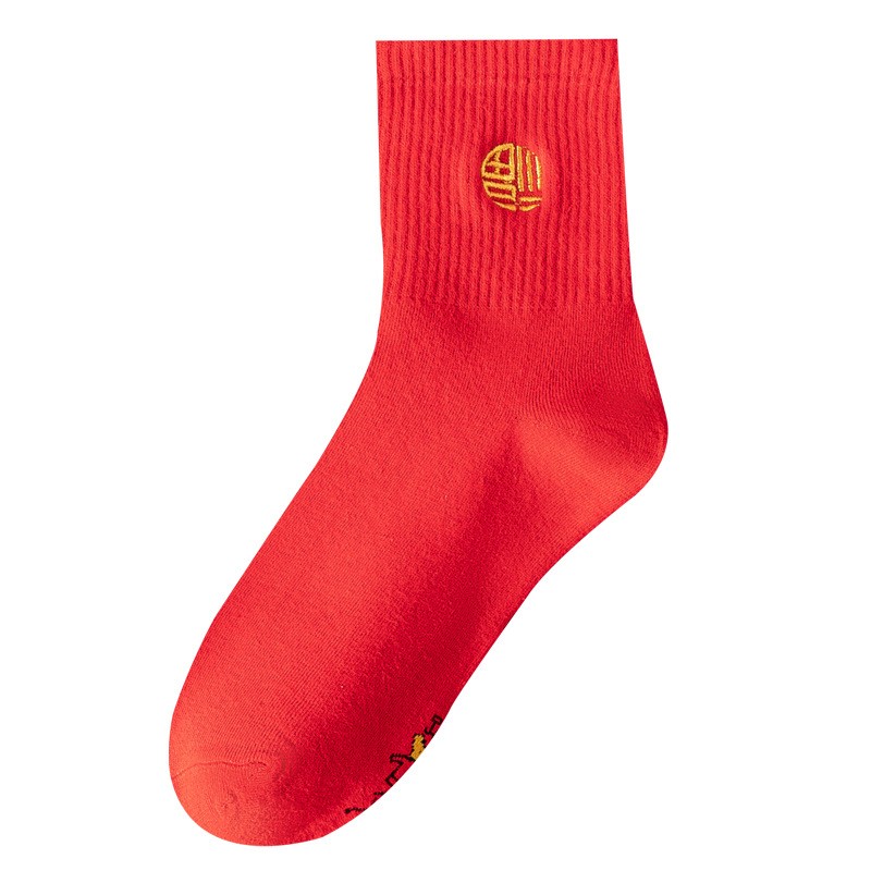 唯卡洛 25020 金福款 红袜子本命年袜新年袜 均码 红色（单位：双）