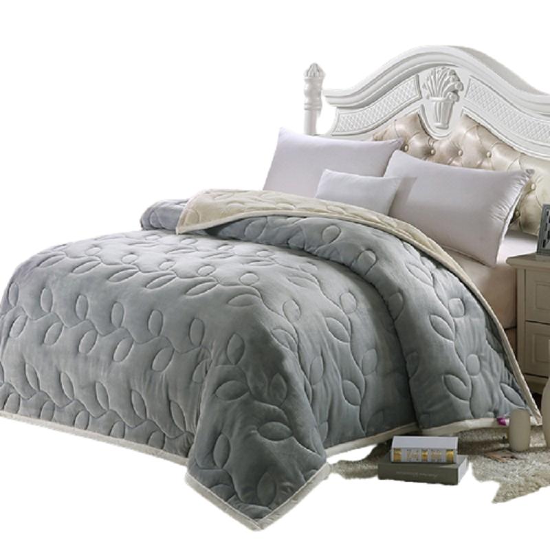 恒源祥1AI1452双拼加厚绗绣毯 灰色