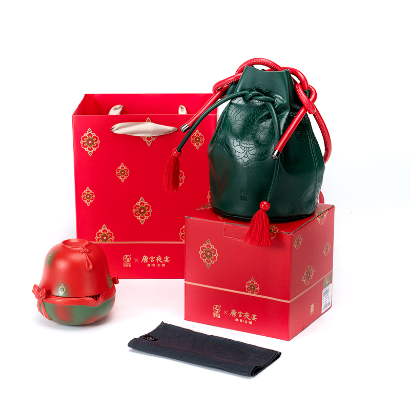 万仟堂（Edenus） 快客杯03 5件套 唐宫茶宴茶具套装 唐宫釉红（单位：套）