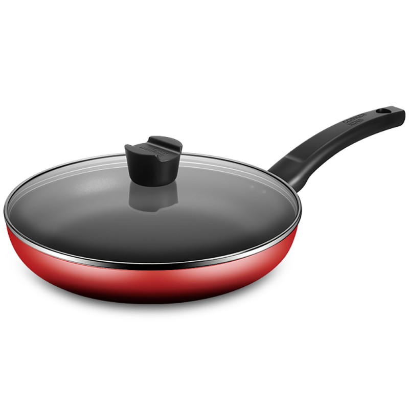 炊大皇 B50083 28cm 中国红火红点煎锅  红色（单位：只）