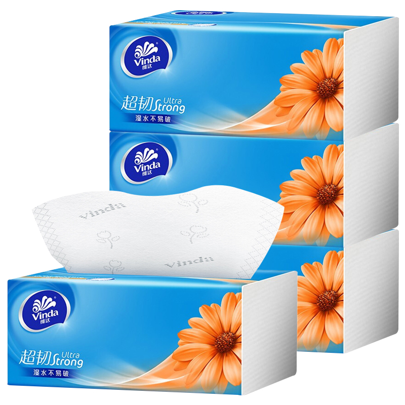 维达 V2887 3层100抽*4包/133mm*195mm 抽取式面巾抽纸 蓝色（单位：组）