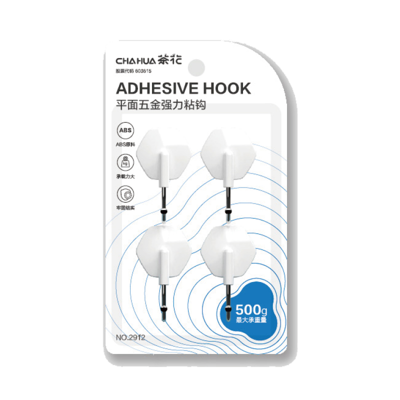 茶花（CHAHUA） 2912 4支装 强力粘钩 白色（单位：板）