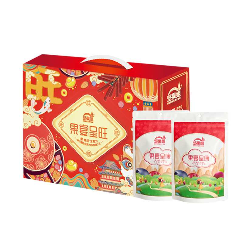 坚果姐 果宴呈旺大礼包 坚果+麦片 600g*1盒 红色（单位：盒）