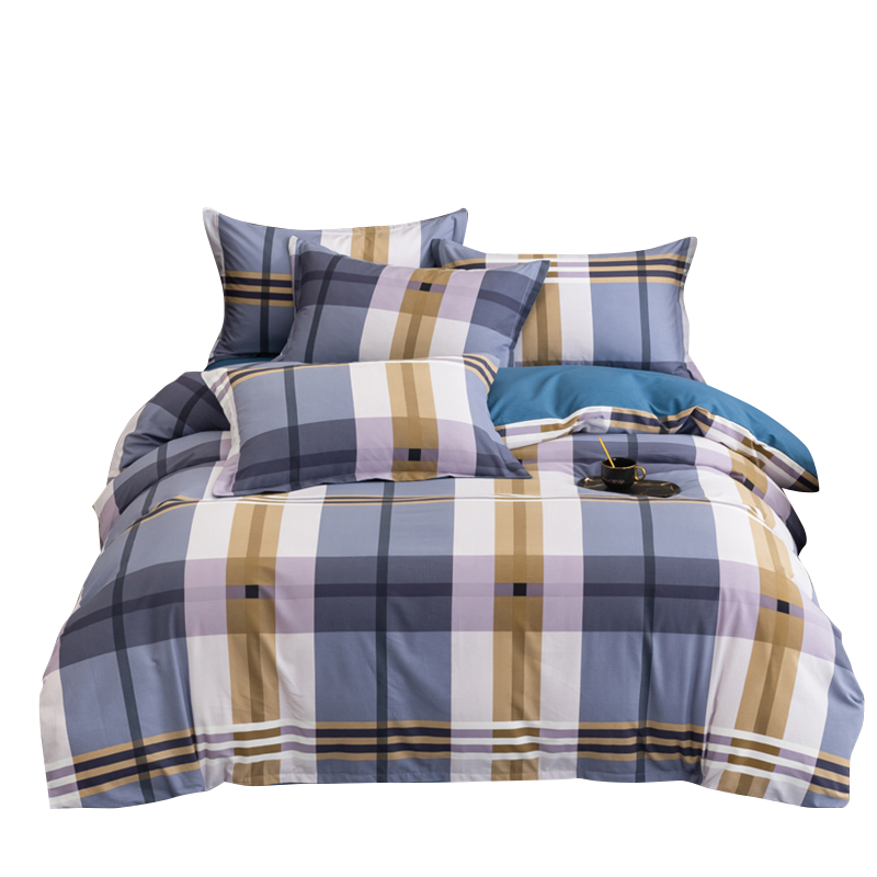 巴天弩（BATANUV） F-JF025 被套200*230cm床单245*250cm枕头48*74 全棉磨毛四件套英伦格 蓝色格子（单位：套）