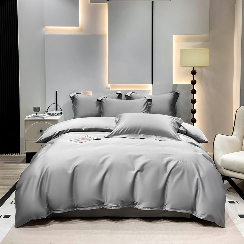晚安家纺 60支净界长绒棉臻品四件套-灰 200*230cm 100%60支长绒棉 浅灰色（单位：套）